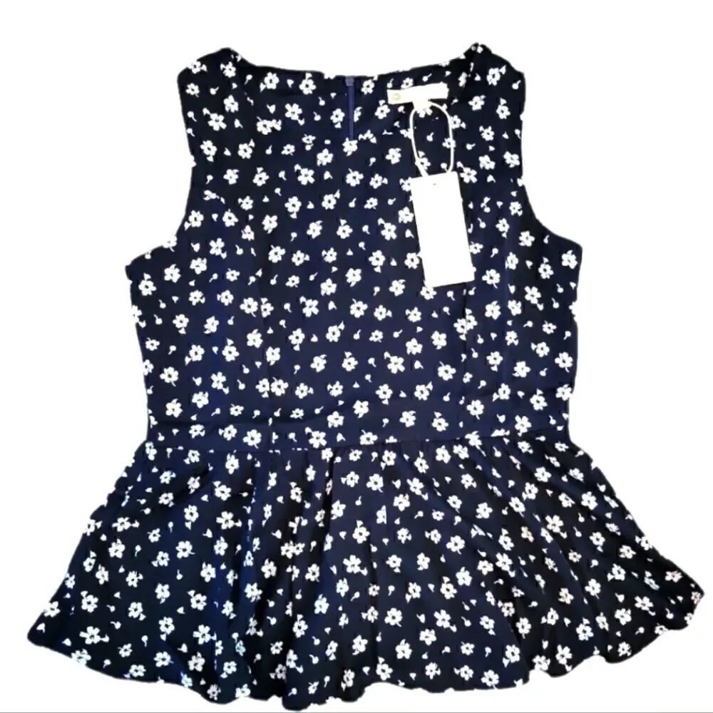 NWT RELISHED SLEEVELESS PEPLUM FLORAL BLOUSE SZ. M